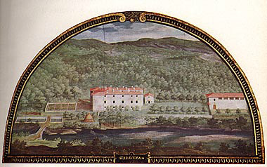 Lunetta di Utens che ritrae il Palazzo conservata al Museo Storico Topografico