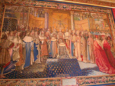 Finto arazzo: incoronazione di Luigi XIV.