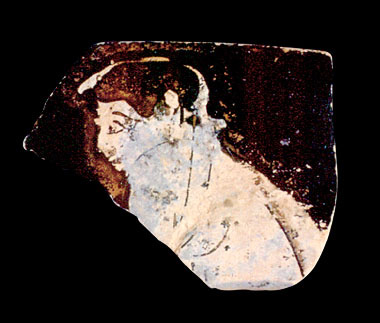 Lucca, sezione archeologica, frammento di coppa attica (V sec. a.C.), da Bottaccio di Bientina