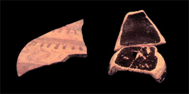 Castelnuovo Garfagnana, frammenti di ceramica a vernice nera e a fasce rosse, III sec. a.C., da Monte Pisone a S. Romano in Garfagnana