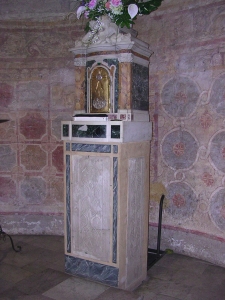 Cantignano (Lucca). Badia San Bartolomeo, interno, pitture murali nell'abside