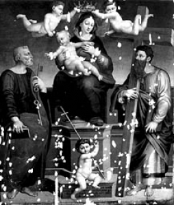 Lucca, Museo Nazionale di Villa Guinigi, depositi. Zacchia il Vecchio, Madonna col Bambino e santi