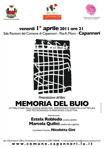 Presentazione del libro "Memoria del buio" / Presentation of the book "Memoria del buio"